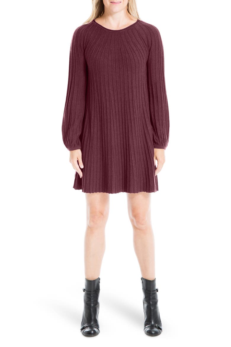 Long Sleeve A-Line Sweater Dress, Main, color, WINE