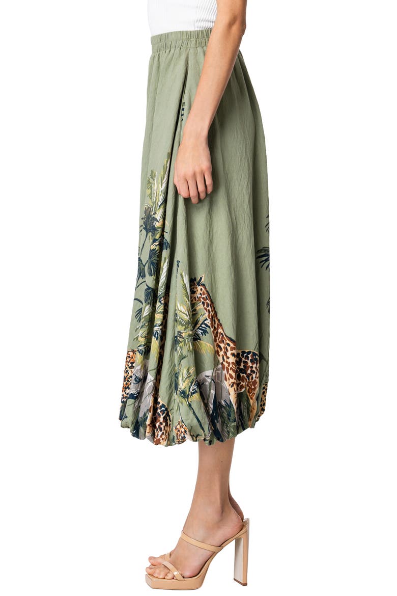 Andrey Printed Midi Skirt, Alternate, color, OLIVE MULTI