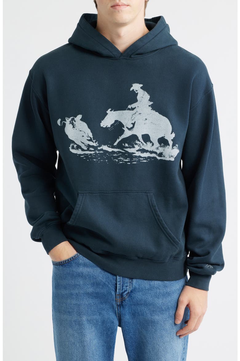 Driftin' Back Graphic Hoodie, Main, color, HARD WASHED BLACK