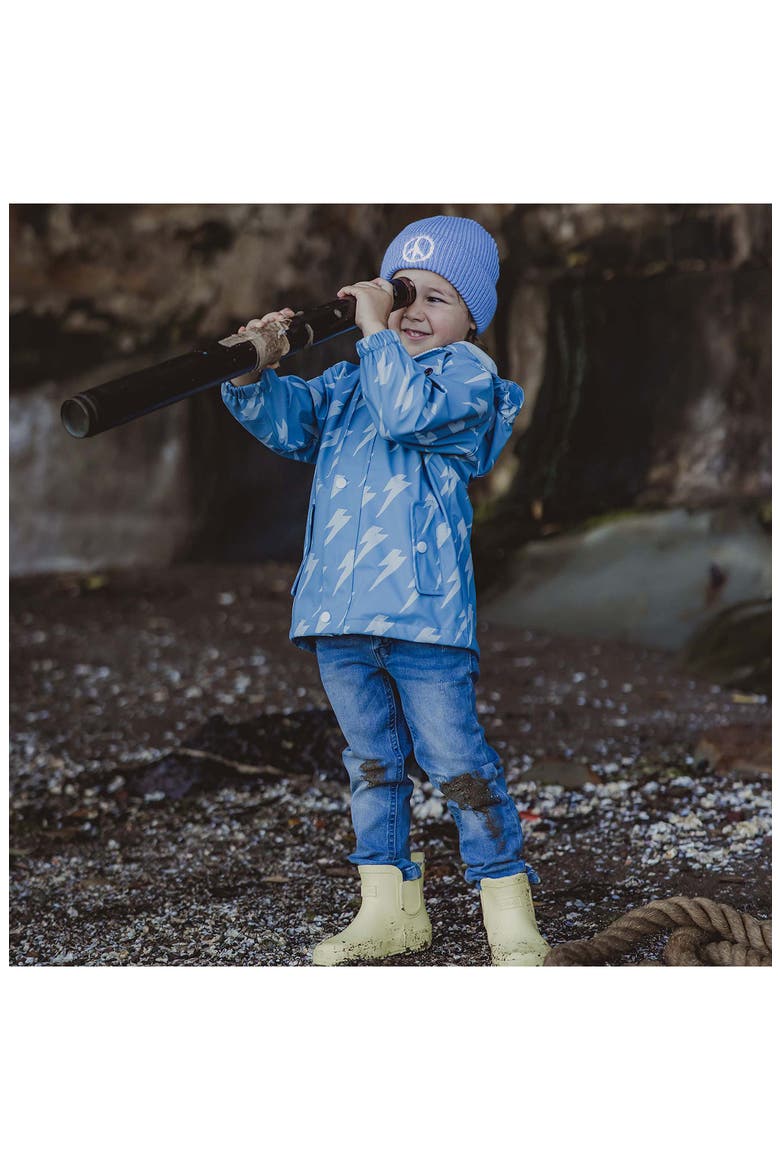 Kids' Lightning Bolt Waterproof Raincoat, Alternate, color, BLUE
