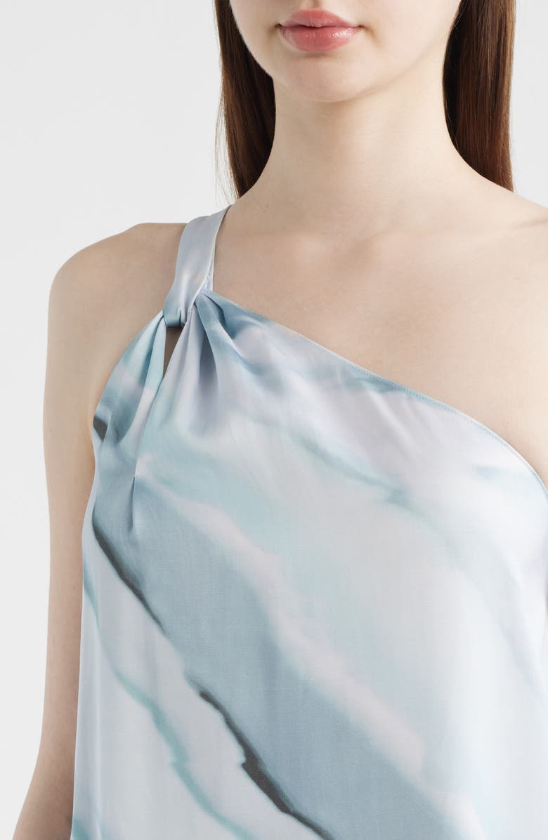 BOSS Dantea One-Shoulder Dress, Alternate, color, Pale Lagoon Ocean Tide Print
