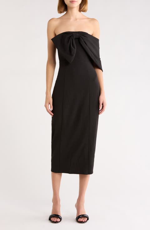 Vibiana Bow One-Shoulder Midi Dress