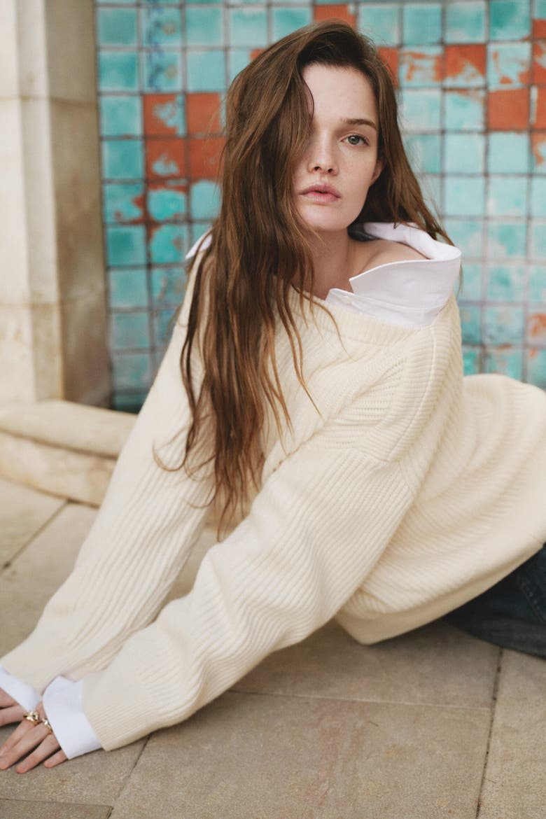 Oversized Wool-blend Jumper, Main, color, Cream