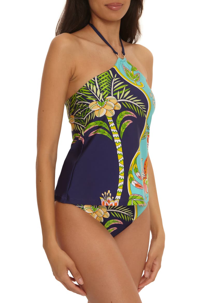 Flamingo Halter Tankini, Alternate, color, BLUE MULTI