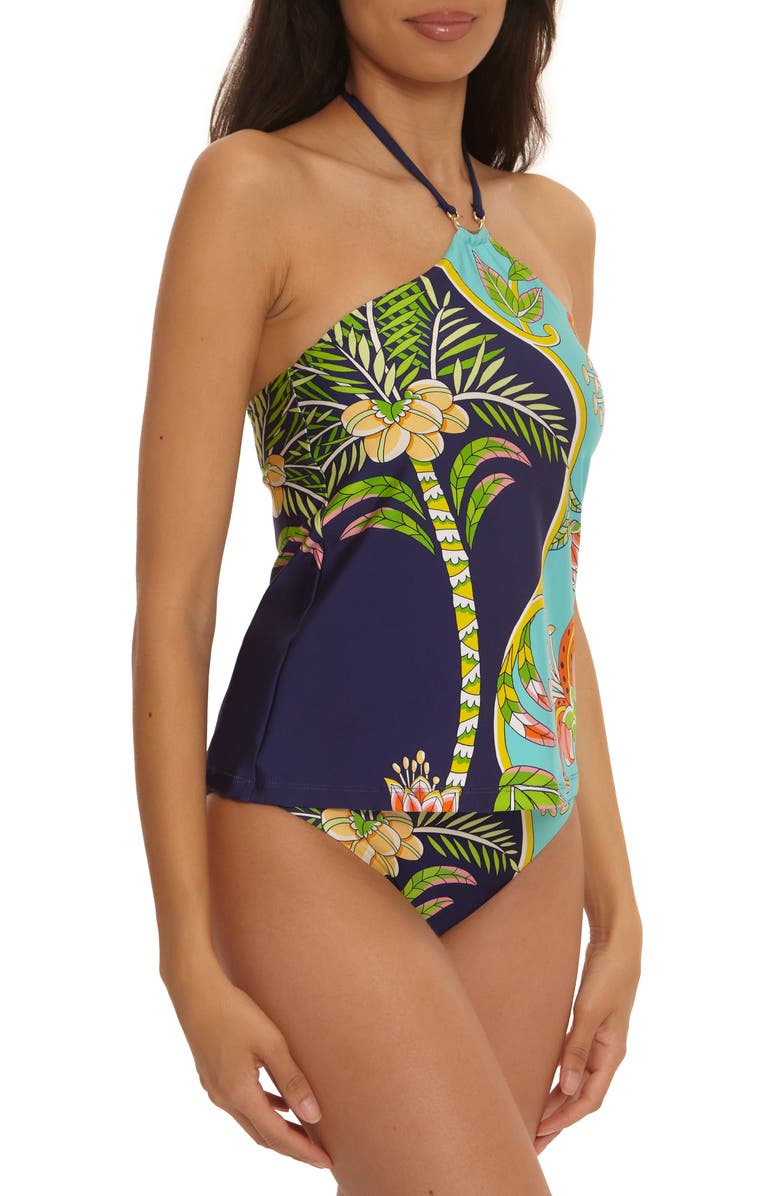 Trina Turk Flamingo Halter Tankini, Alternate, color, Blue Multi