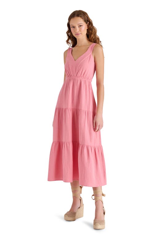Steve Madden Amira Tiered Cotton Midi Dress In Mauve Glow