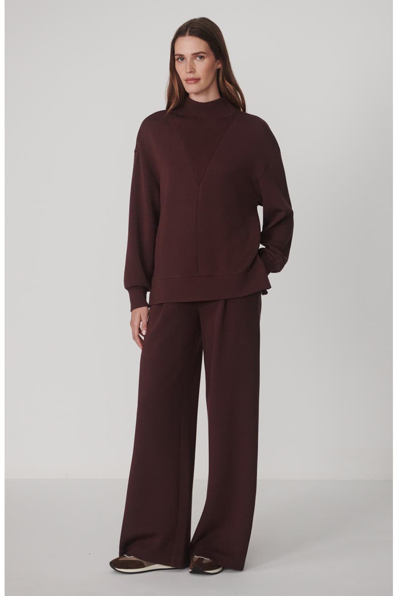 Novi Longline Mock Neck Sweatshirt, Alternate, color, DEEP MAHOGANY