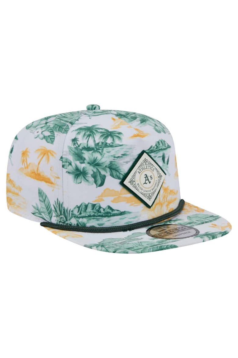 Men's New Era White Athletics Printed Island Golfer Snapback Hat, Alternate, color, White