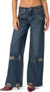 EDIKTED Ripped Low Rise Wide Leg Jeans