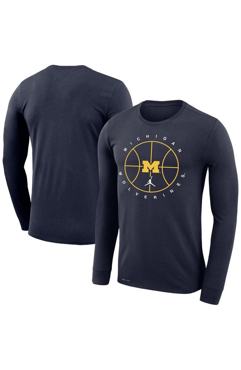 Jordan Brand Men's Jordan Brand Navy Michigan Wolverines Basketball Icon Legend Performance Long Sleeve T-Shirt, Main, color, 