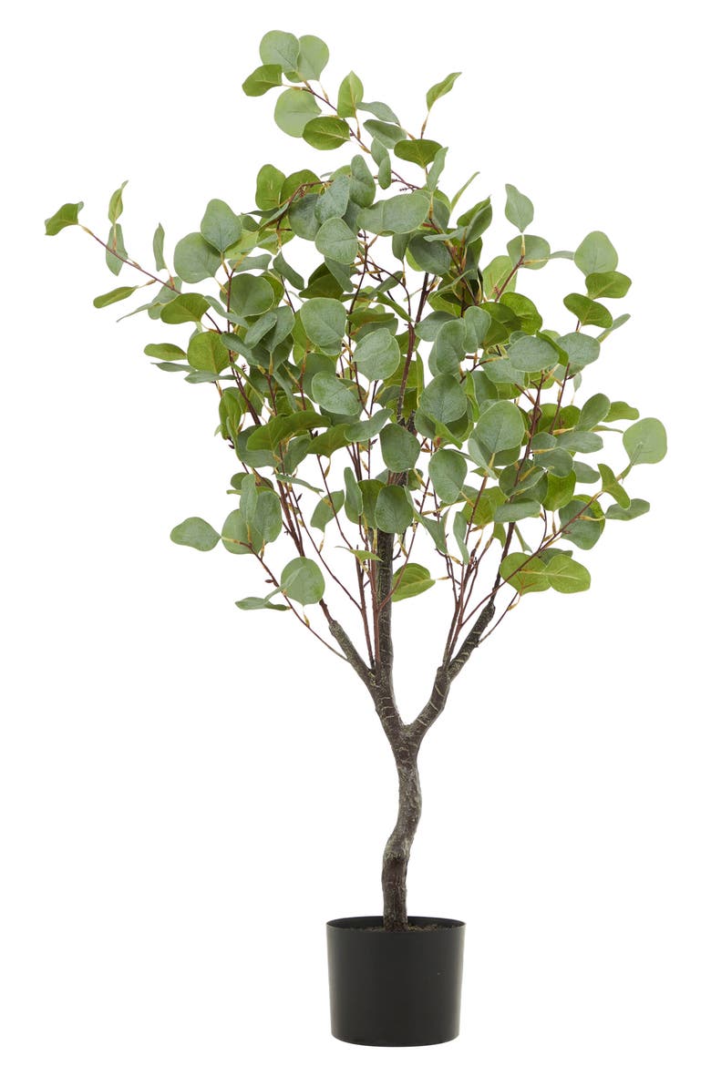 Green Faux Foliage Potted Artificial Eucalyptus Tree, Alternate, color, GREEN