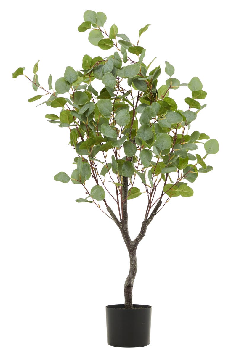 GINGER BIRCH STUDIO Green Faux Foliage Potted Artificial Eucalyptus Tree, Alternate, color,