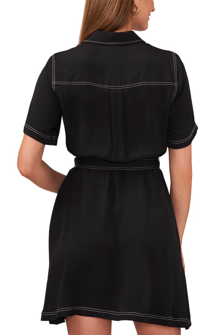 Collared Wrap Minidress, Alternate, color, RICH BLACK