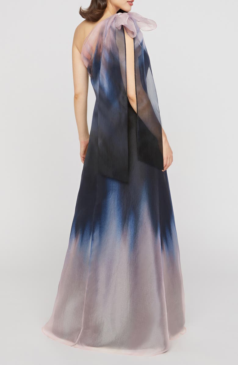 Kay Unger Victoria One Shoulder Satin Ombré Gown, Alternate, color, Black/ Tea Rose