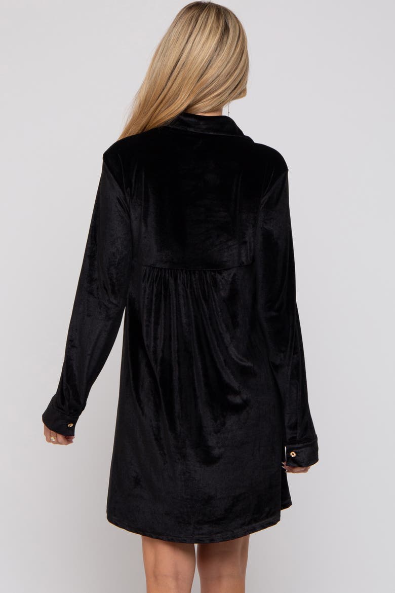 Velvet Button Down Dress, Alternate, color, Black