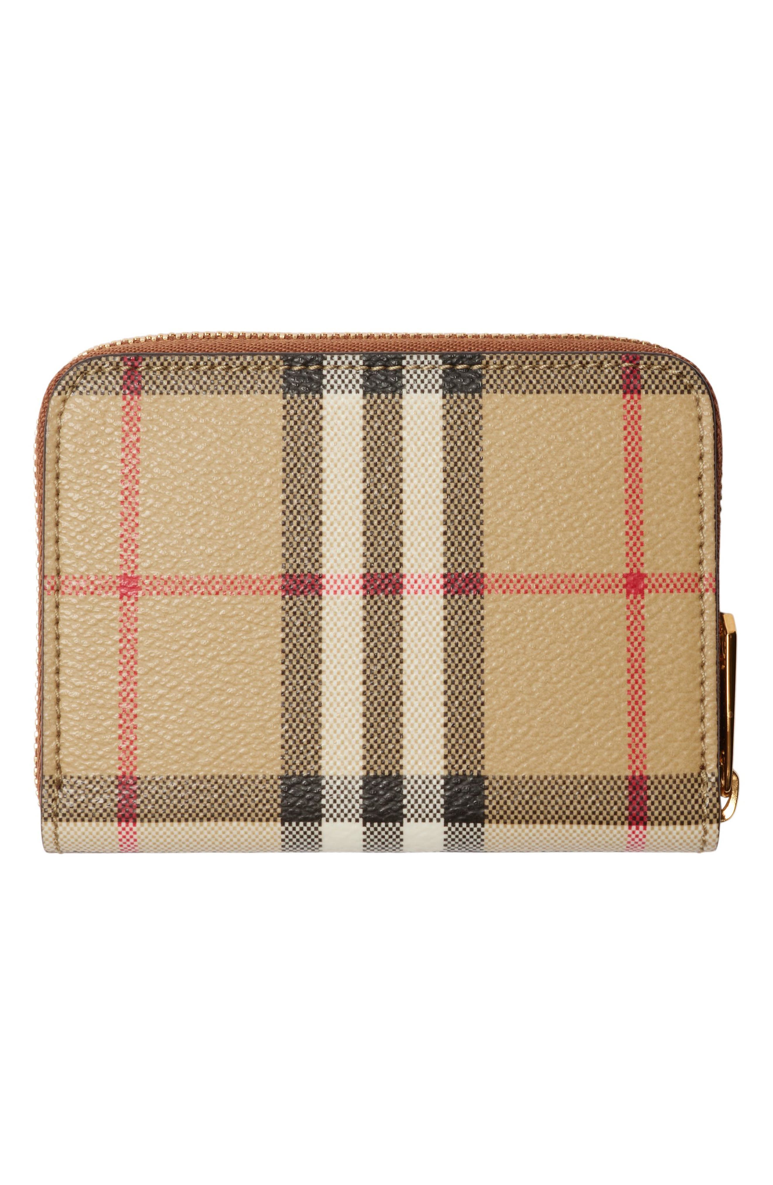 Small Check Leather Zip Wallet (Women) | Nordstrom