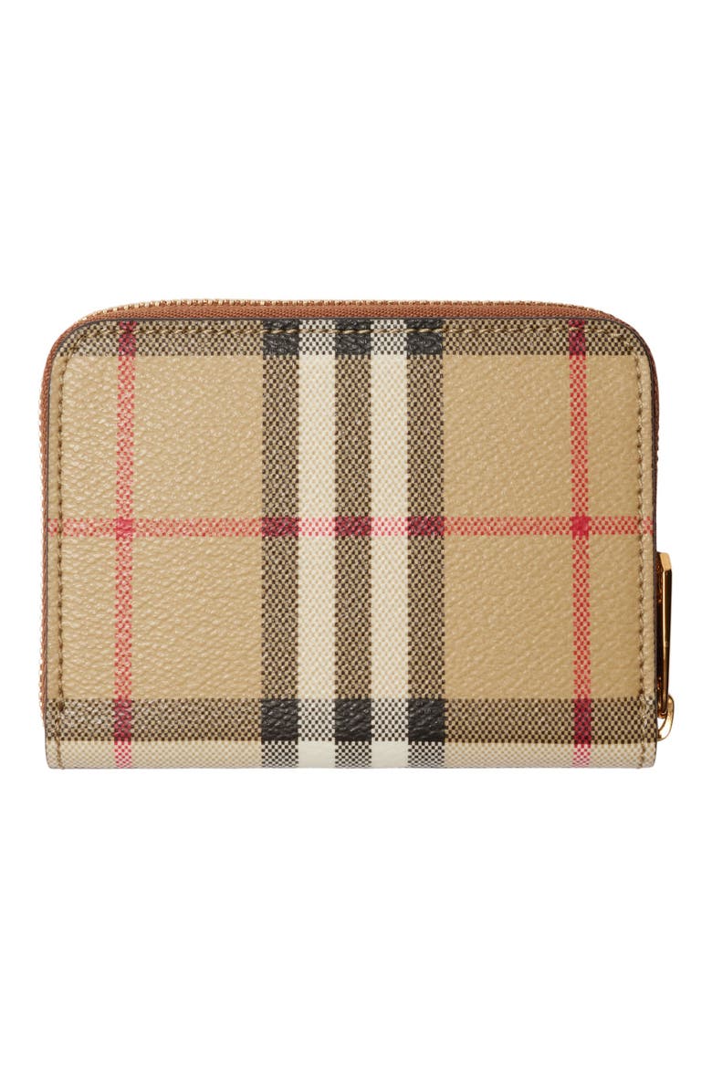 Small Check Leather Zip Wallet, Alternate, color, ARCHIVE BEIGE