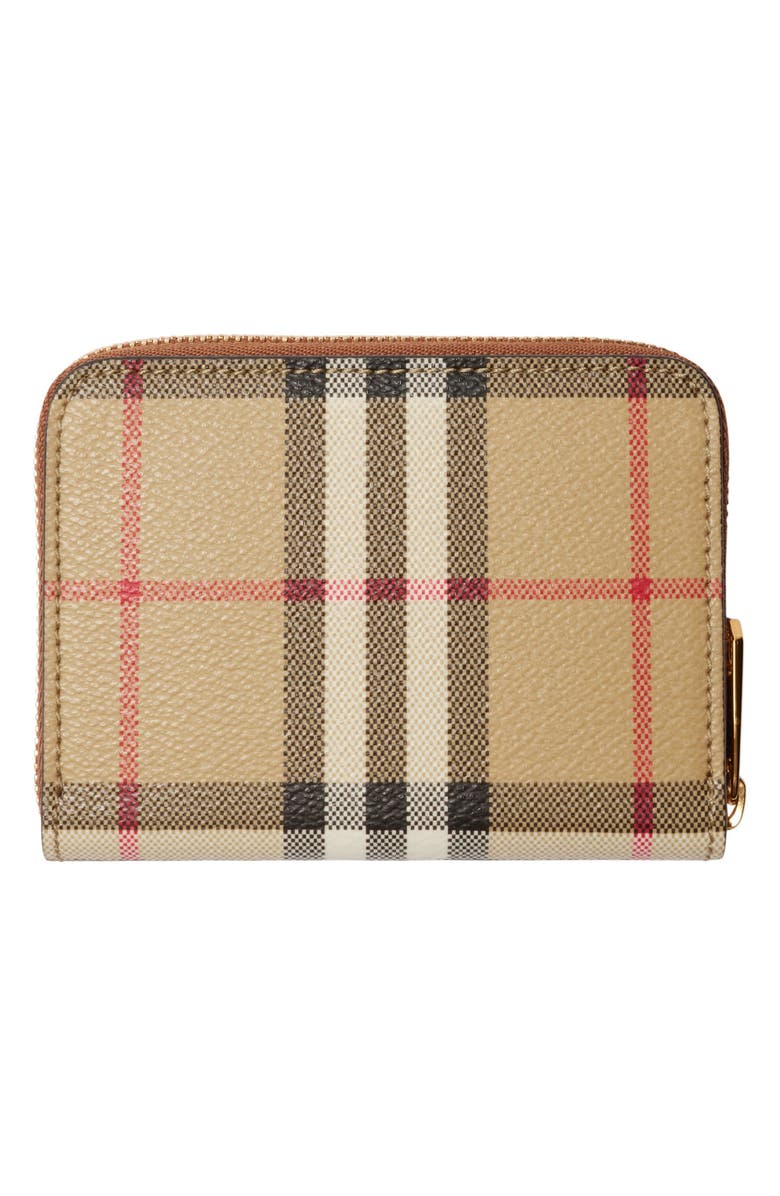 Burberry Small Check Leather Zip Wallet, Alternate, color, Archive Beige