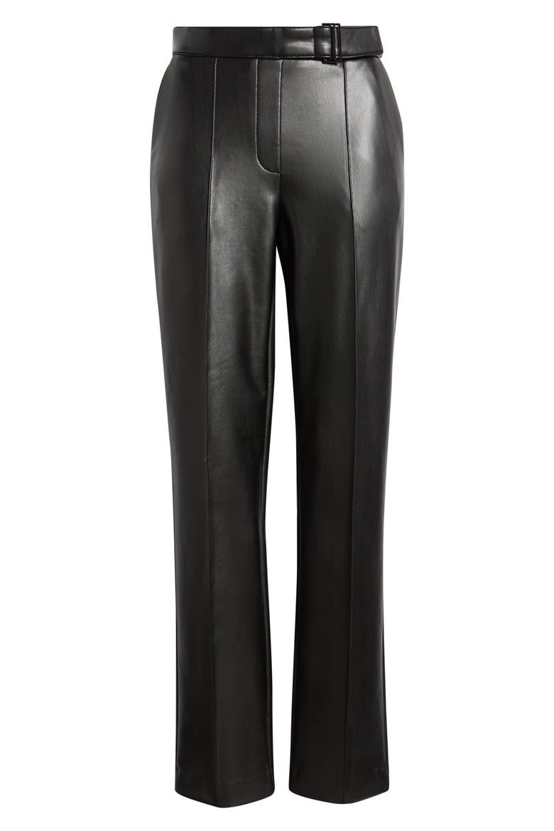 Faux Leather Straight Leg Pants, Alternate, color, ANNE BLACK