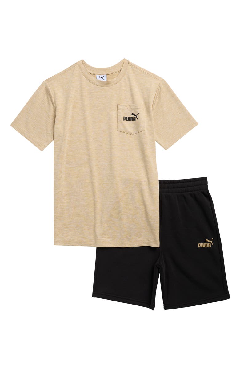 PUMA Kids' Pocket Graphic T-Shirt & Shorts Set, Main, color, Sand