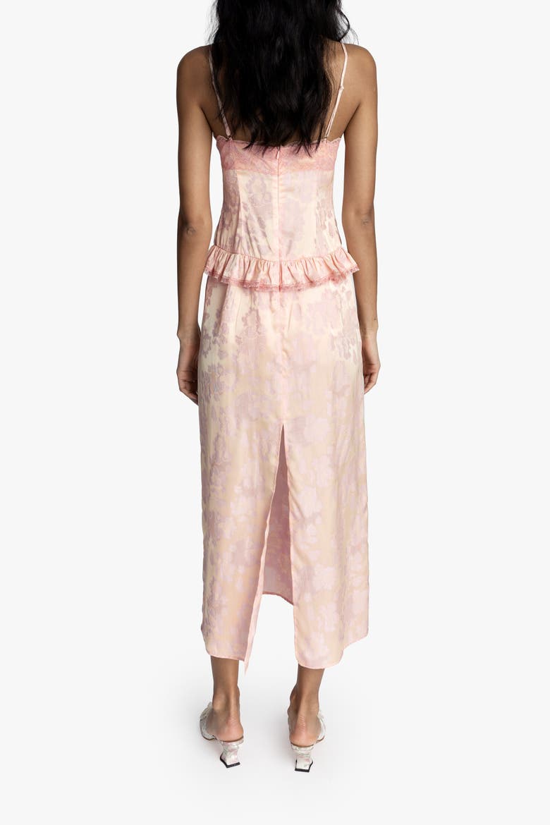 Damask Rose Brocade Slip Dress, Alternate, color, BLUSH