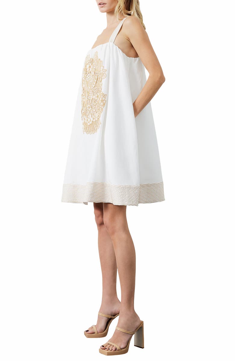 CIEBON Yana Embroidered Sleeveless Babydoll Dress, Alternate, color, White