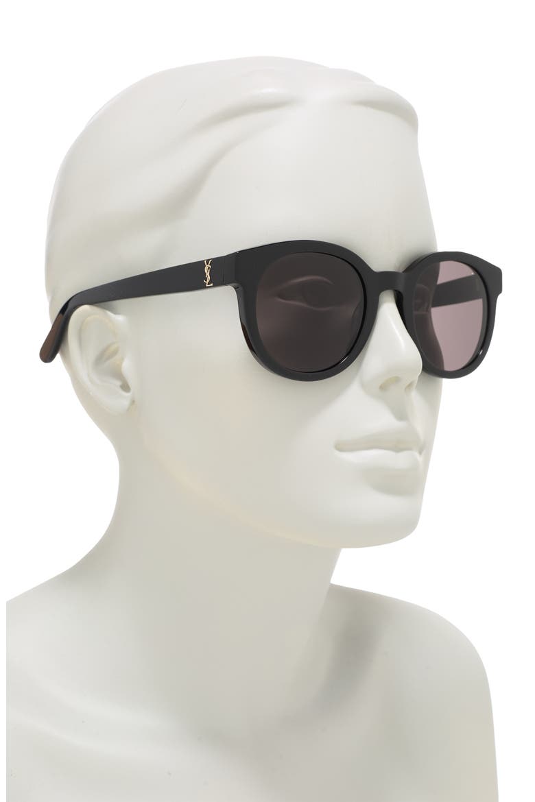 51mm Modified Round Sunglasses, Alternate, color, BLACK BLACK BLACK