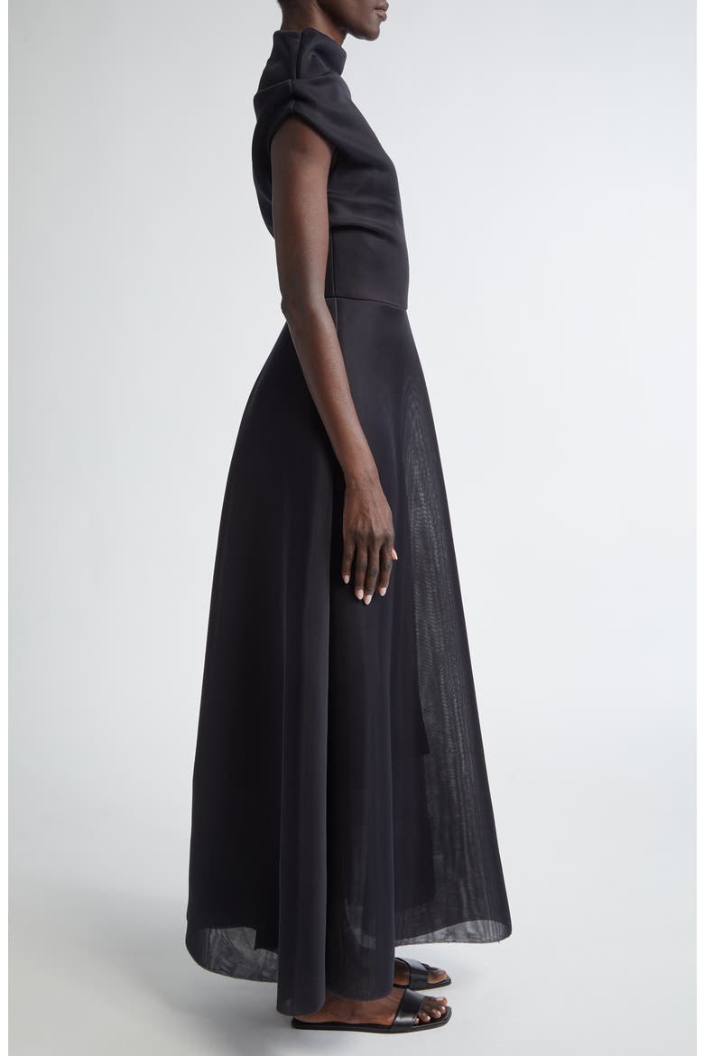 Genevieve Draped Georgette Dress, Alternate, color, BLACK