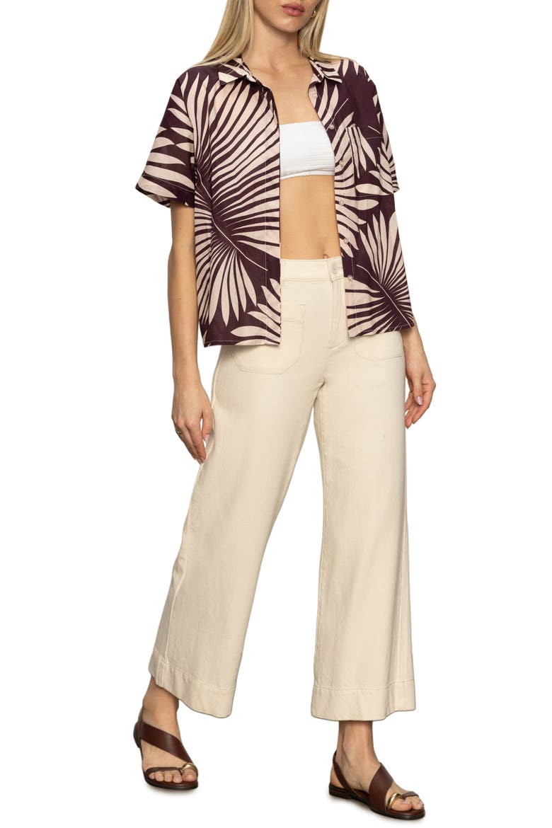 Sanc Souvenir Fron Print Cotton Camp Shirt, Alternate, color, MESA PALM