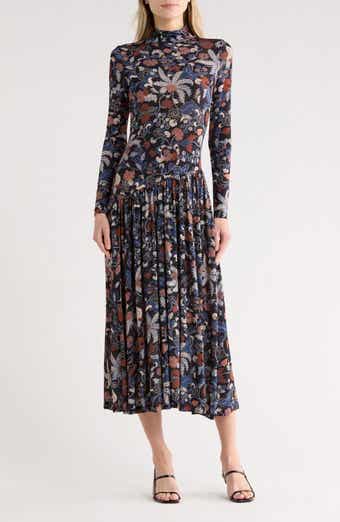 Ulla Johnson Fernanda Turtleneck Long Sleeve Drop Waist Dress