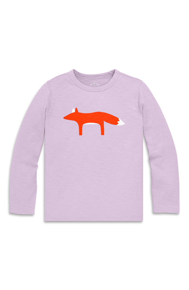 Primary Kids Long Sleeve Fox Tee, Main, color, Hydrangea Fox