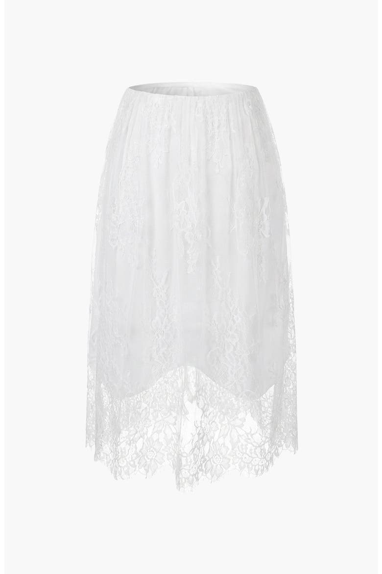 Layered Lace Sheer Hem Midi Skirt, Alternate, color, White