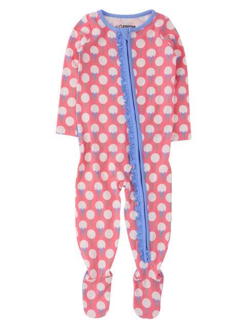 Baby Girls Modal Blend Ruffle One Piece Footie Pajamas