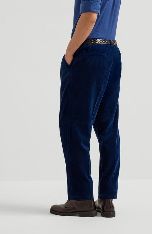 Brunello Cucinelli Corduroy Leisure Fit Trousers In Blue