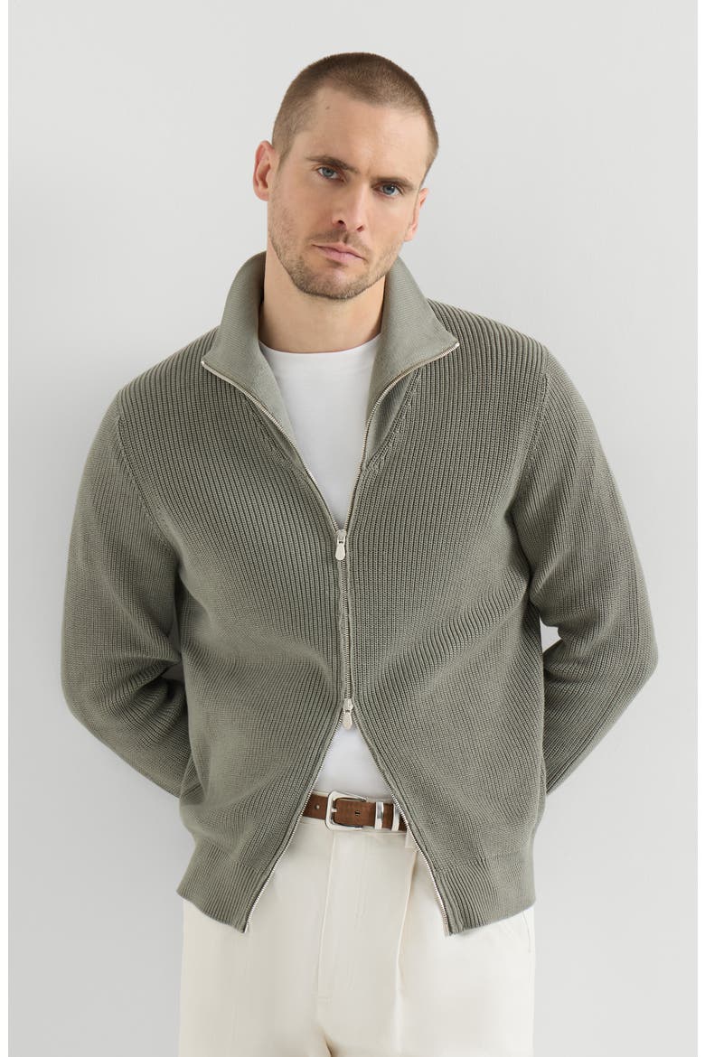 Half English Rib knit cardigan, Main, color, Military