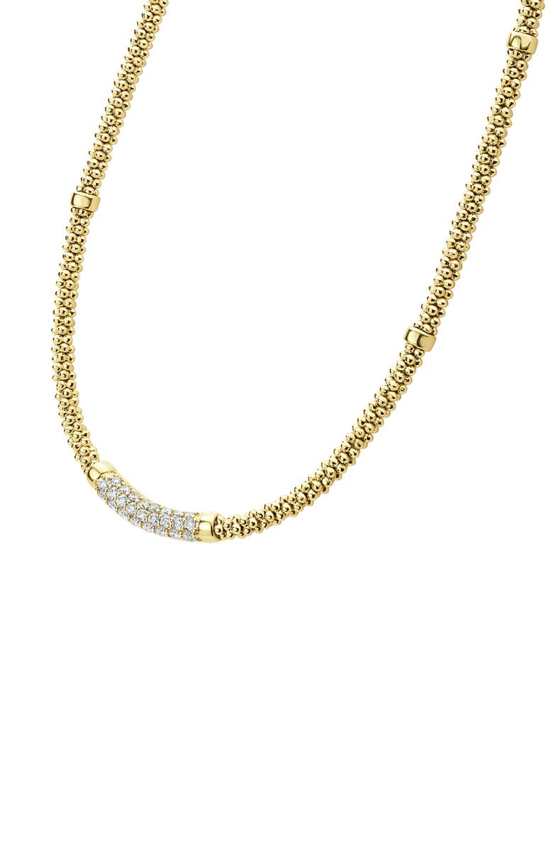 LAGOS Caviar Pavé Diamond Rope Necklace, Alternate, color, Gold