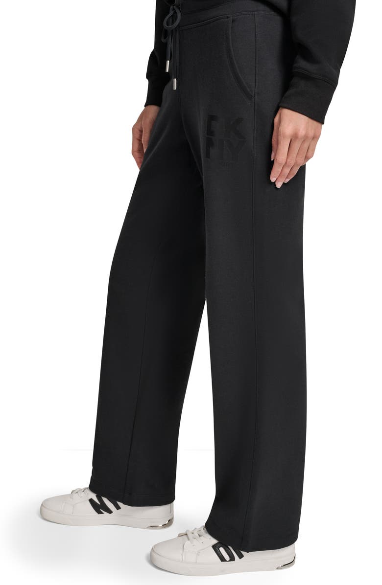 DKNY Stacked Logo Bootcut Sweatpants, Alternate, color, Black
