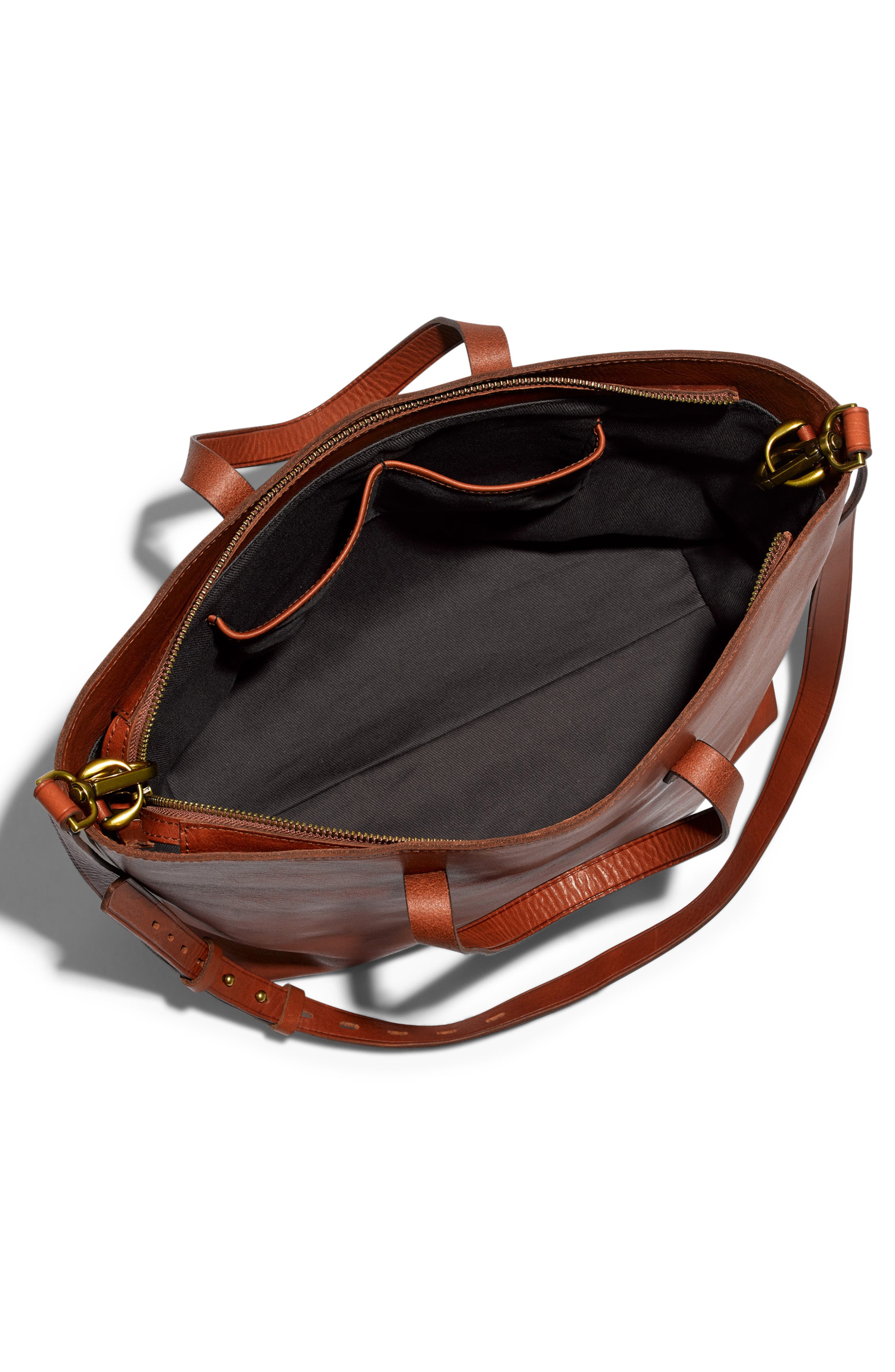 Zip Top Transport Leather Carryall, Alternate, color, ENGLISH SADDLE