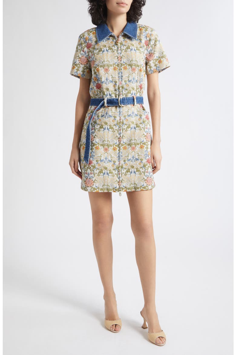 Bea Floral Zip Front Minidress, Main, color, CREAM MULTI
