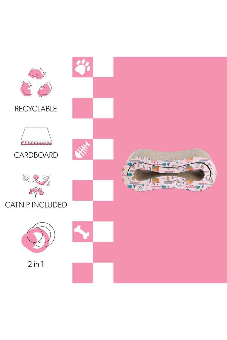 Suvi Modern Cardboard Infinity 2-in-1 Lounge Bed Cat Scratcher with Catnip, Alternate, color, Multi Colored