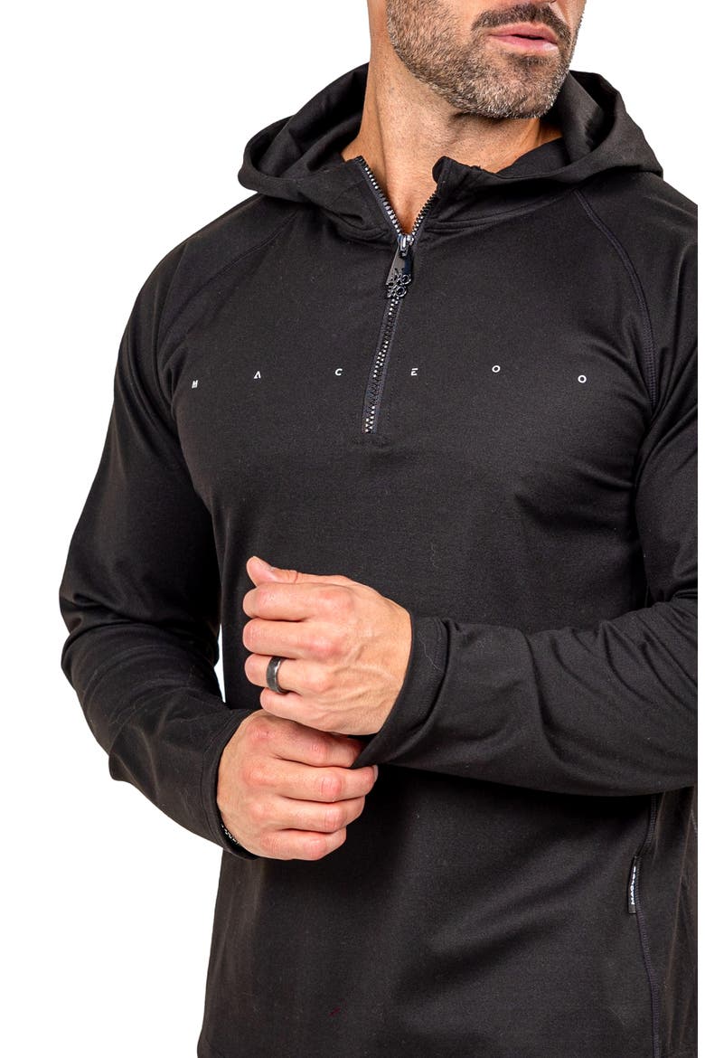 Performance Athletic Quarter Zip Hoodie, Alternate, color, BLACK