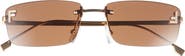 Fendi First Crystal 54mm Rimless Rectangular Sunglasses