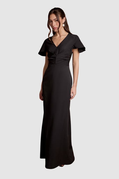 Crepe V-Neck Maxi Dress