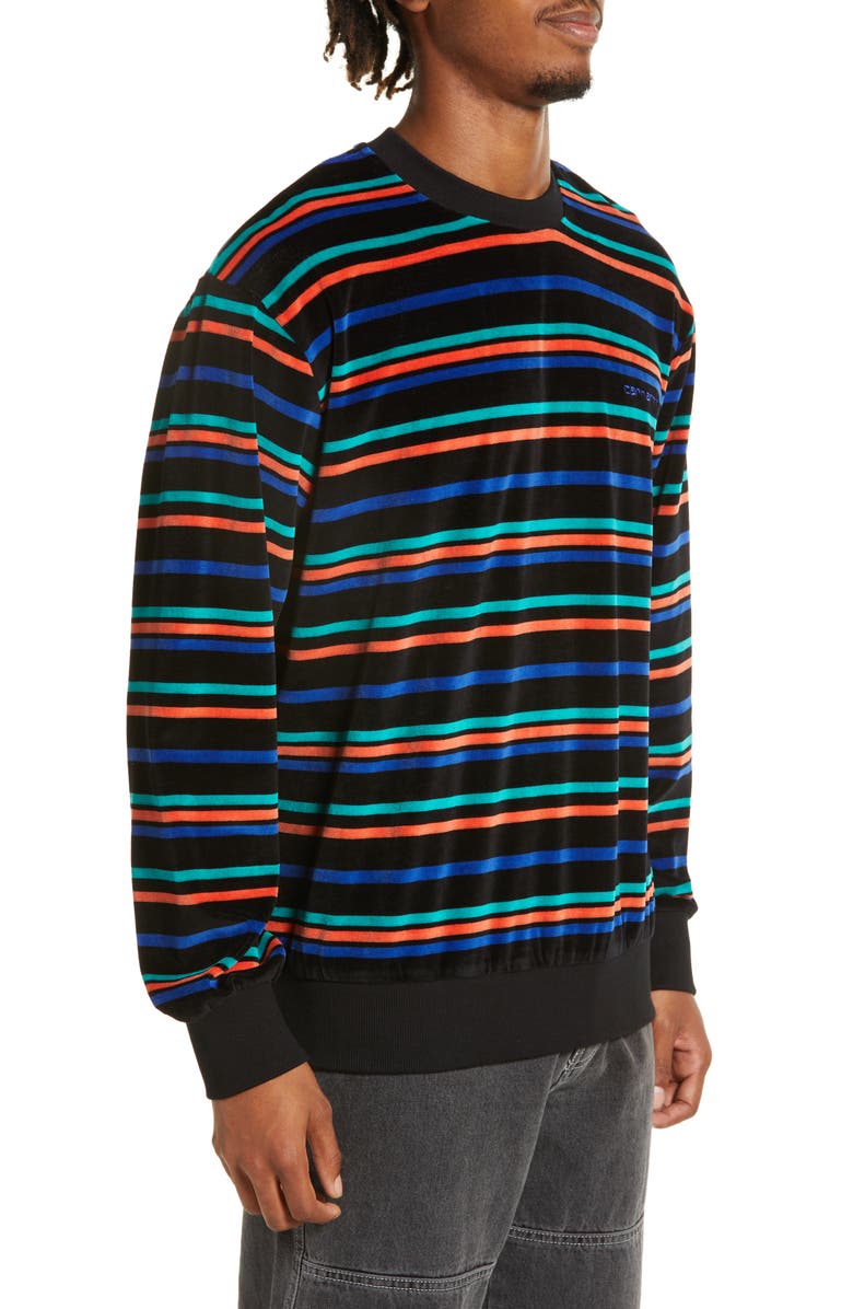 Carhartt Work In Progress Men's Clanton Stripe Velvet Crewneck Sweatshirt, Alternate, color, 