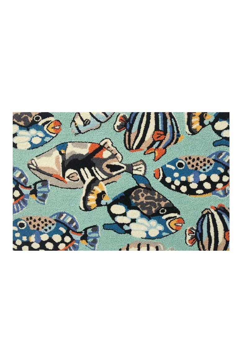 Pattern Fish Toss Looped Door Mat, Main, color, AQUA MULTI
