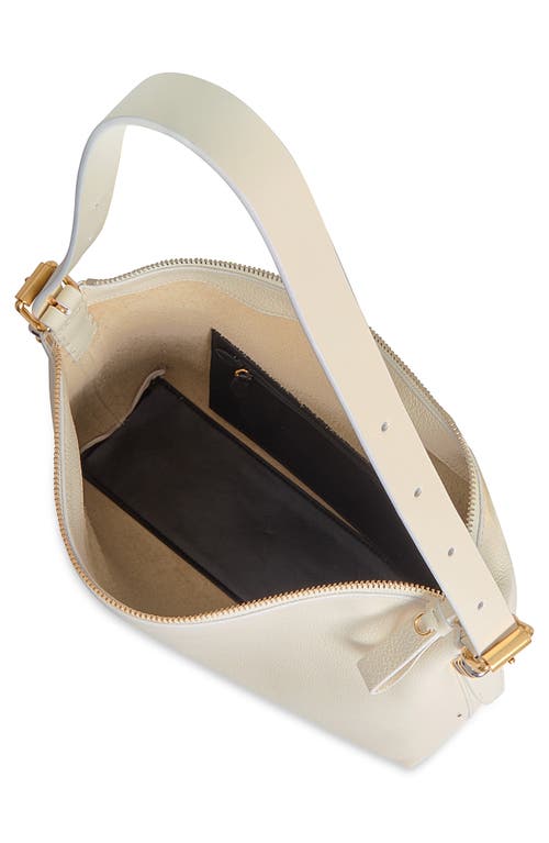 Rebecca Minkoff Buckle Zip Leather Shoulder Bag In Porcelain