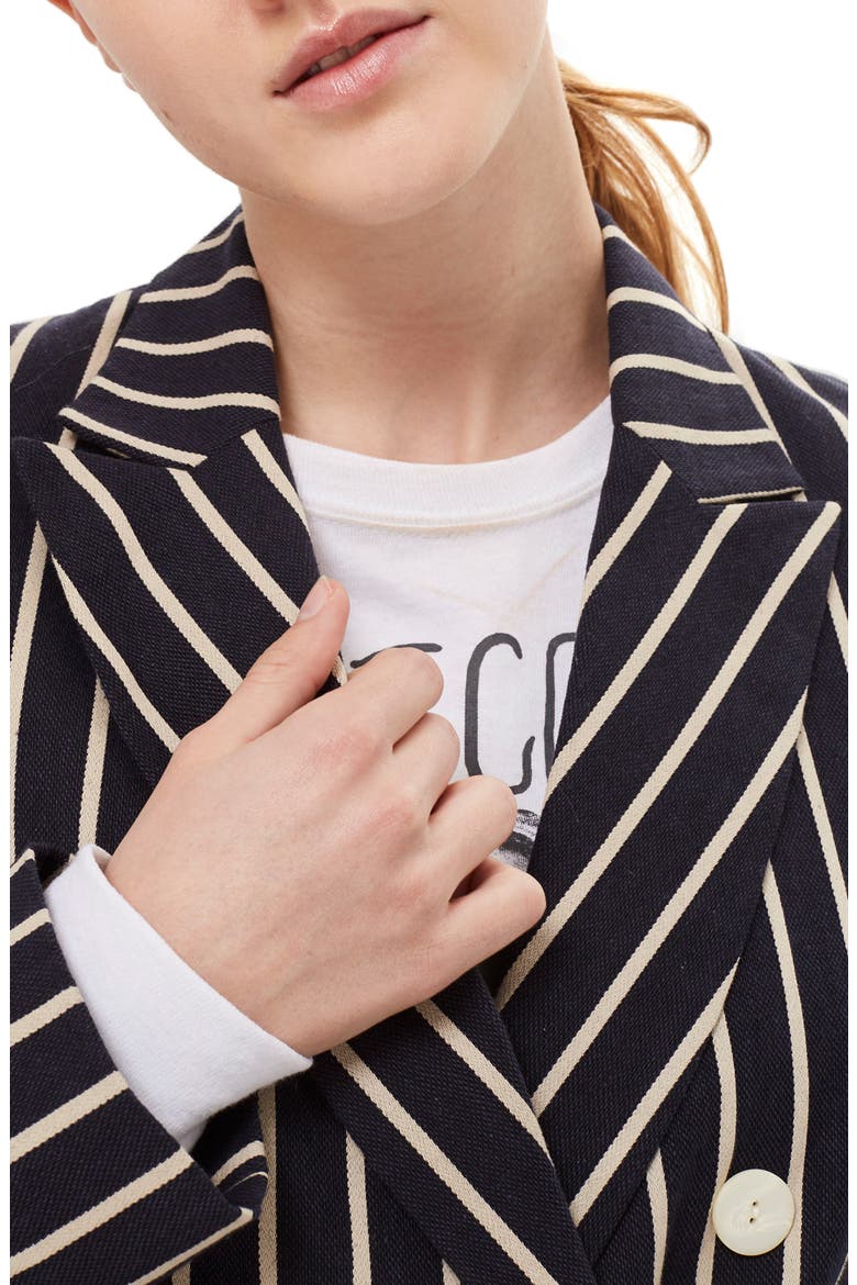 Stripe Double Breasted Jacket, Alternate, color, NAVY BLUE