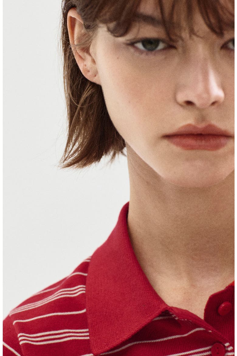 Stripe Polo Sweater, Alternate, color, RED