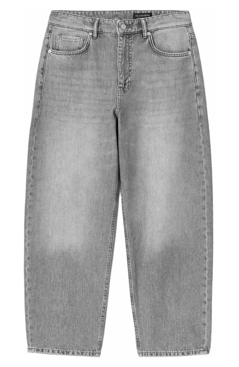 AllSaints Curve Barrel Leg Organic Cotton Denim Jeans, Alternate, color, Washed Grey