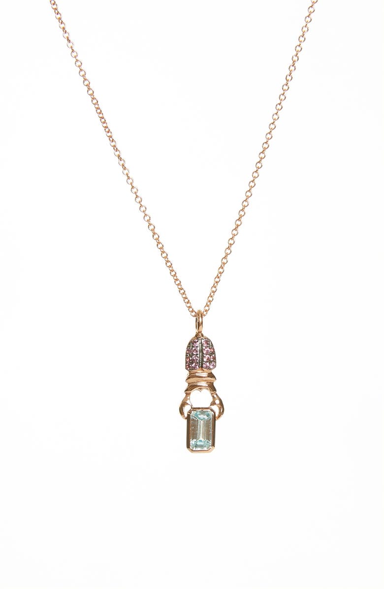 Daniela Villegas Khepri Pavé Rhodolite & Blue Zircon Pendant Necklace, Main, color, 